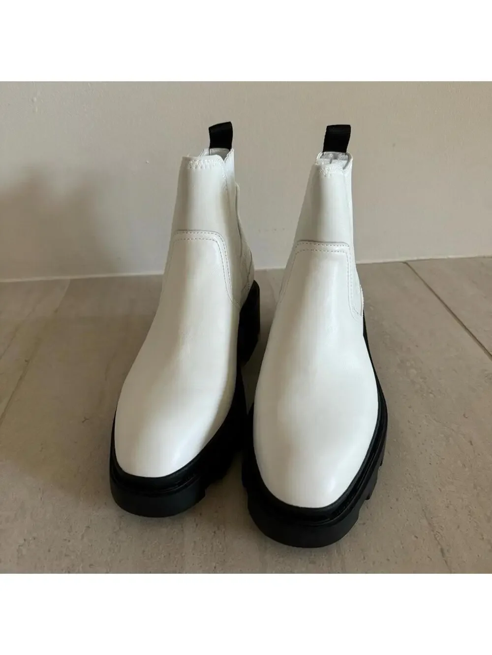 Ash Metro | Moto Ankle Leather Women's White Chelsea Boots Size 39 | 8.5